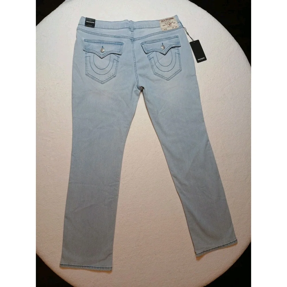 NWT True Religion Ricky SN Flap Straight Jeans Men's 36x34 Light Endless Wash